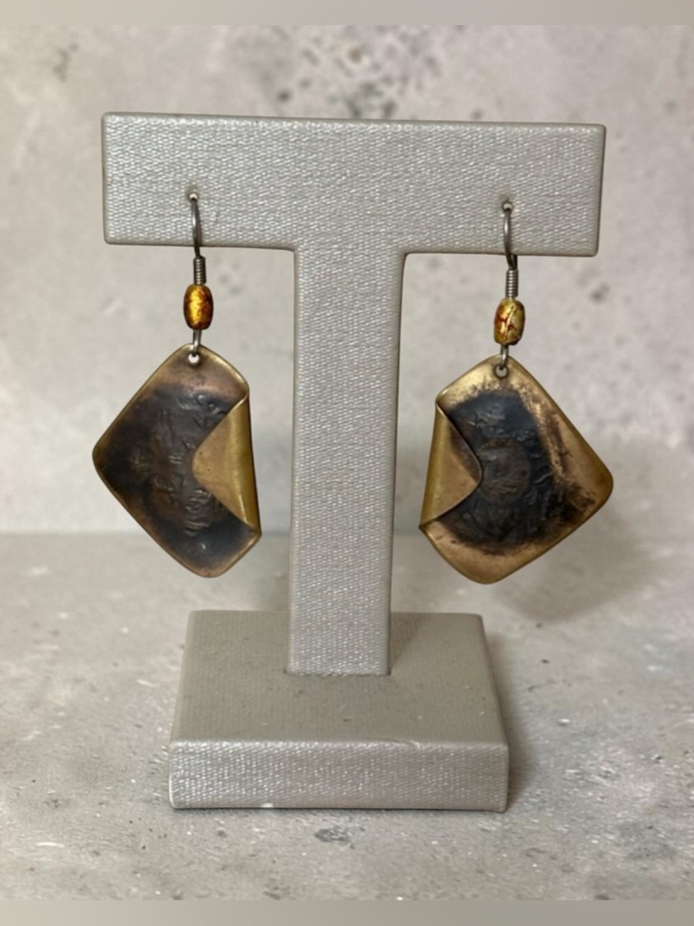 Brass Vintage Earrings Signed